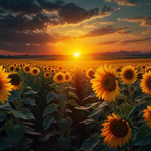 Sunset Over a Field of Sunflowers amazing serene landscape