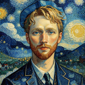 Image of knappe in Van Gogh painting style