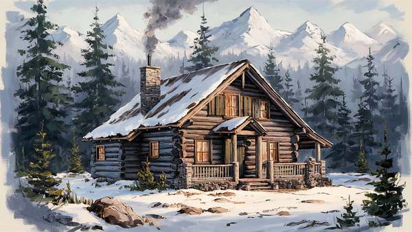 Rustic Ski Lodge Print