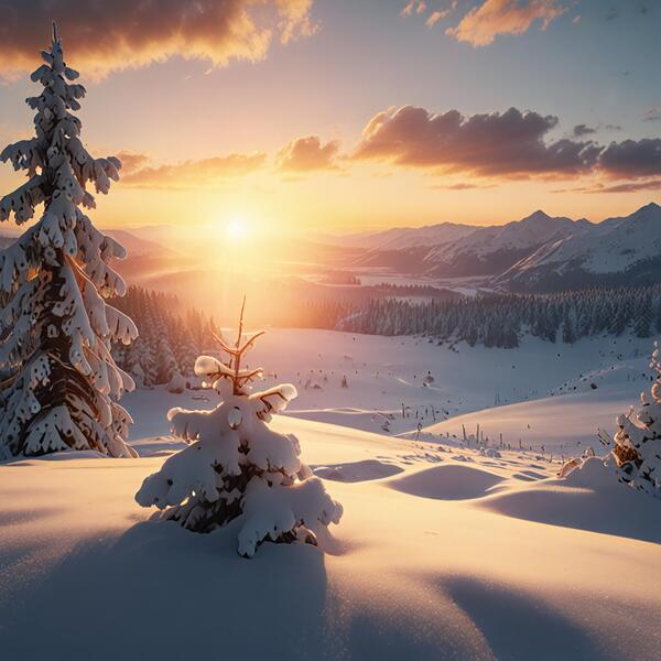 Sunrise Over a Snowy Landscape amazing serene landscape Print