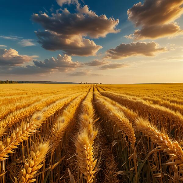 Golden Wheat Fields Under a Clear Sky amazing serene landscape Print
