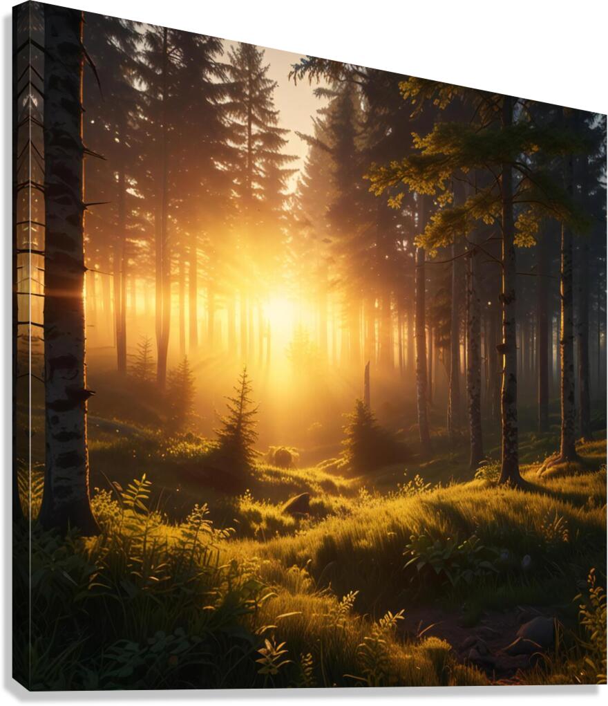 Golden Hour Over a Peaceful Forest amazing serene landscape Canvas Print
