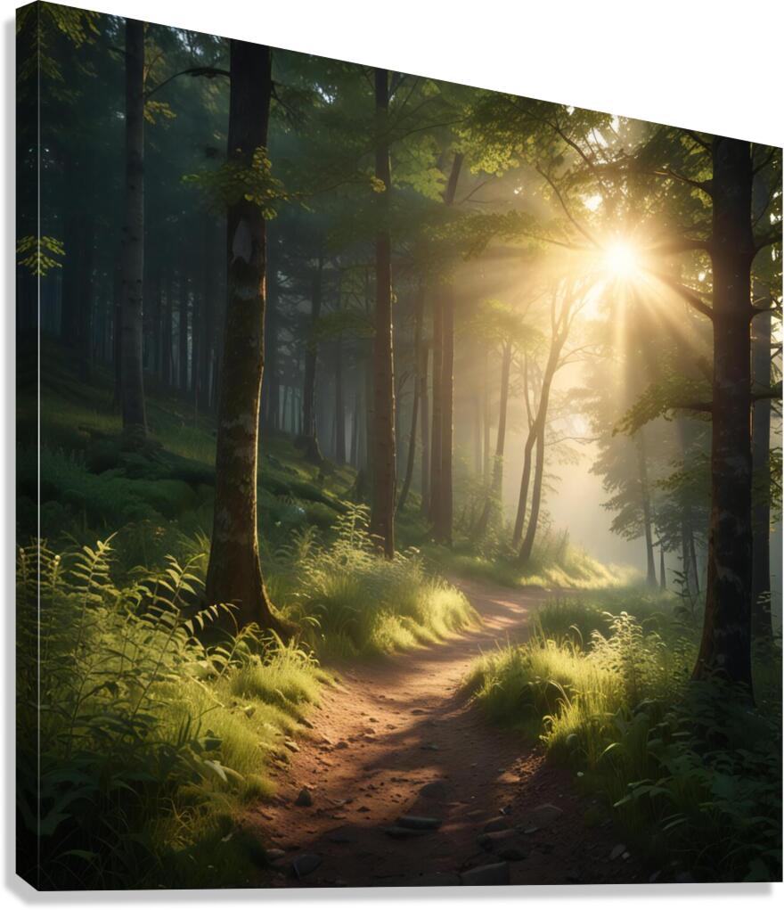 Peaceful Forest Path with Morning Light amazing serene landscape Canvas Print