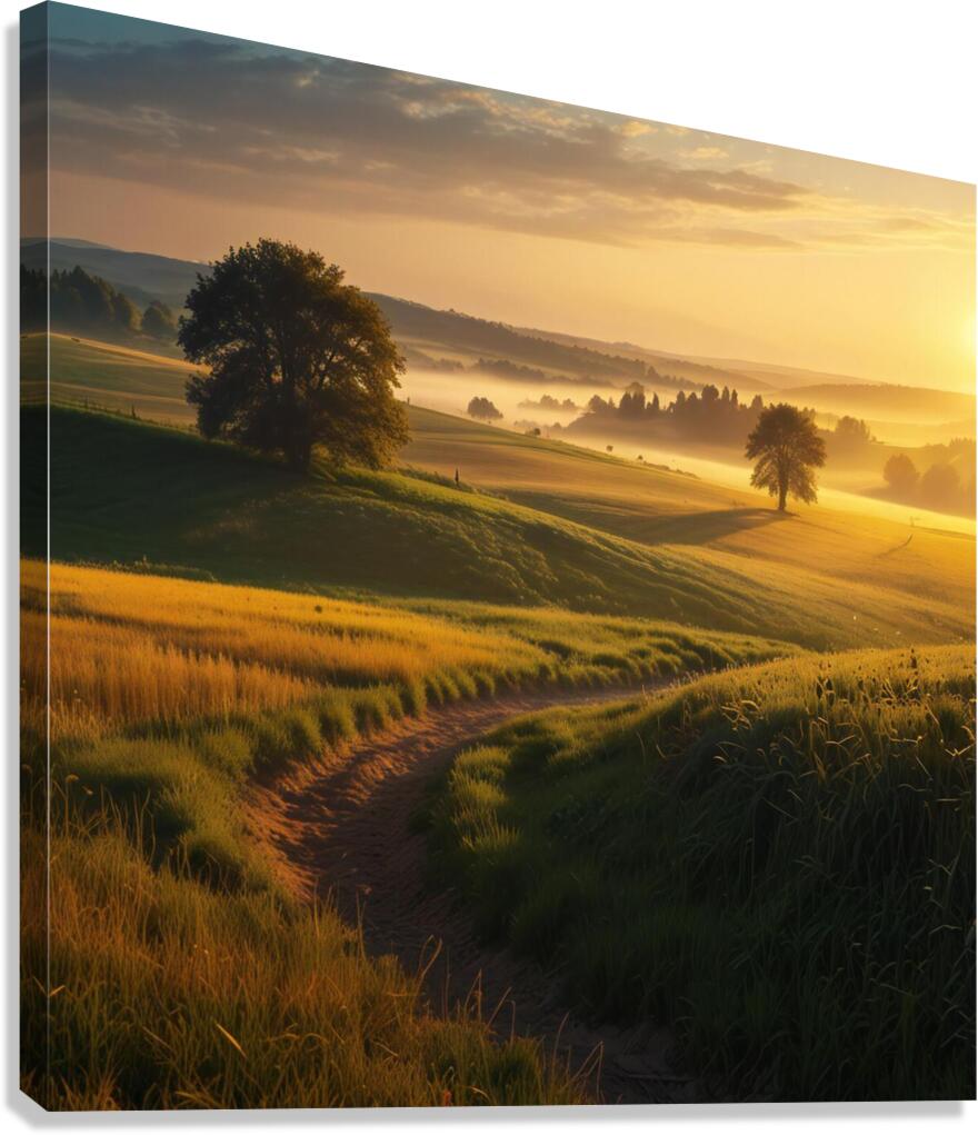Golden Hour Over a Serene Countryside amazing serene landscape Canvas Print