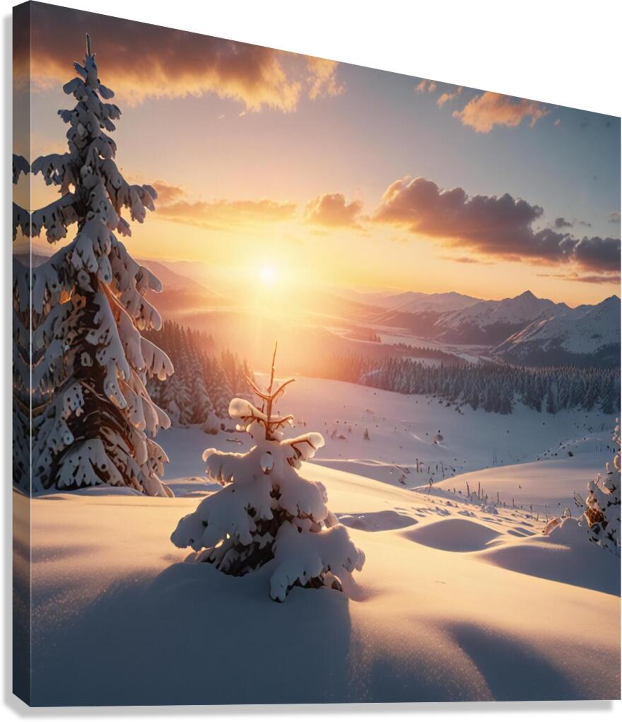Sunrise Over a Snowy Landscape amazing serene landscape Canvas Print