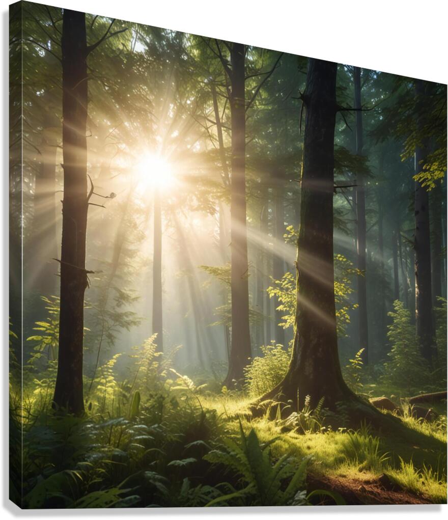 Sunlight Filtering Through Forest Trees amazing serene landscape Canvas Print