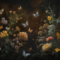 Wildflowers Butterfly Garden    Spring Dark Botanical