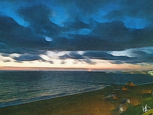 storm clouds over pier