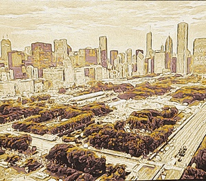 Chicago skyline parkview