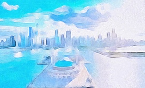 navy pier skyline view