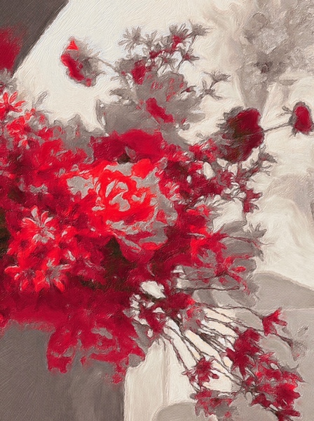 red floral abstract by NDZ Designs