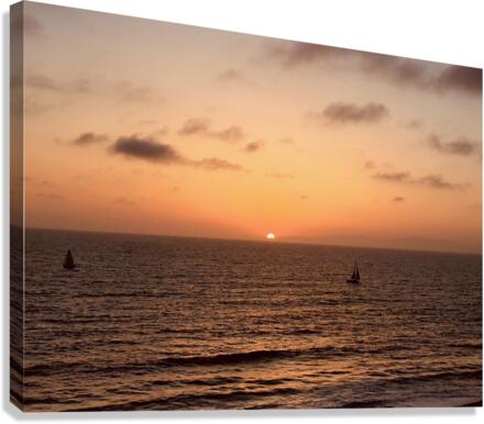 2 sailing at sunset Canvas Print