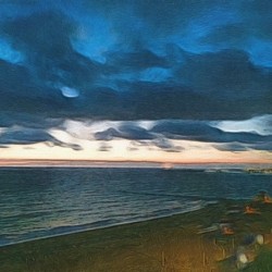 storm clouds over pier