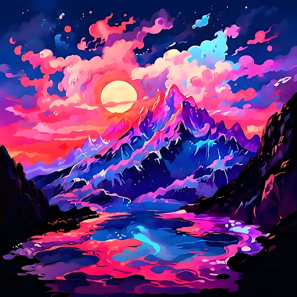 Sunlit Inferno: Majesty Above the Molten Realm Print