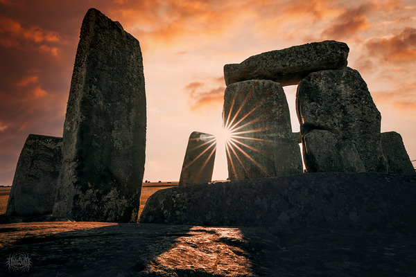 Stone Henge Sunset on Fire by Nate Solo