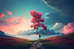 Serene Beauty: A Man Embracing Natures Splendor