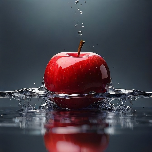 Red apple drowning in a water by VisualCreations