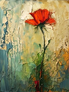  Bold Beauty: A Single Red Rose in Acrylic