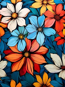 Blooming Delight: Seamless Floral Pattern in Vibrant Colors