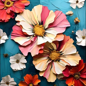 Vibrant Cosmos Hibiscus and Anemone Flowers