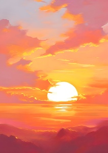  Fiery Sunset Over Calm Waters