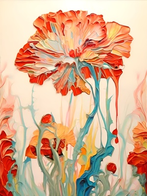 Bold Red Bloom Close-up Acrylic Painting