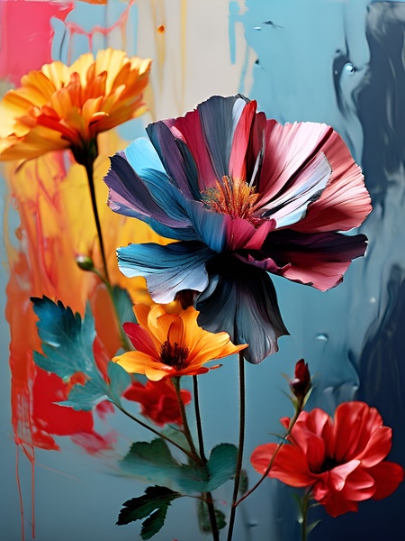 Vibrant Blooms and Painted Dreamscape by Artshop