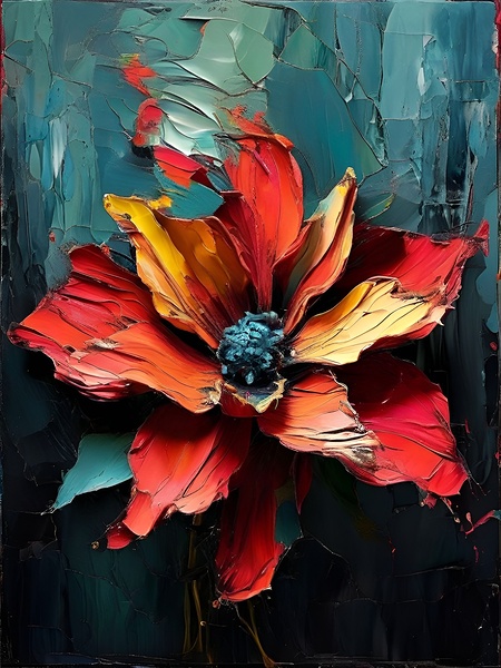 Bold Red Flower Painting Print