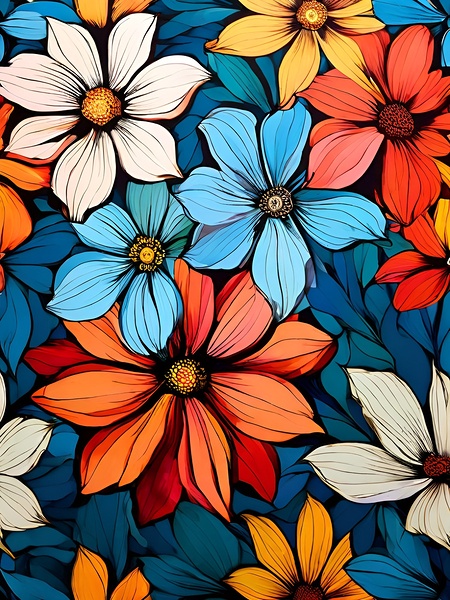 Blooming Delight: Seamless Floral Pattern in Vibrant Colors by Artshop