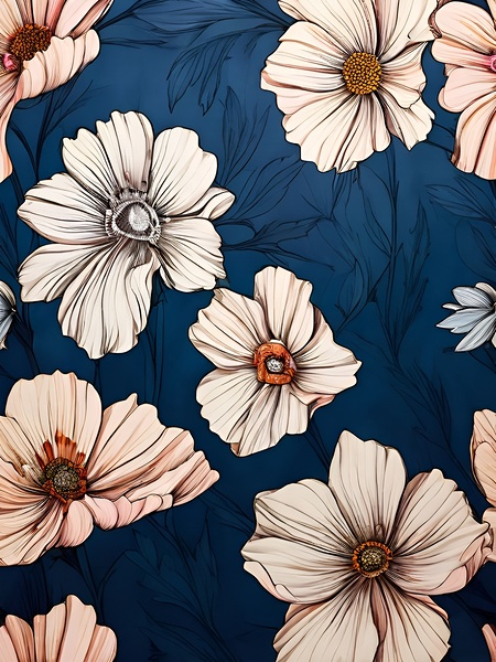  Blooming Elegance: Pink and White Flowers Seamless Pattern by Artshop
