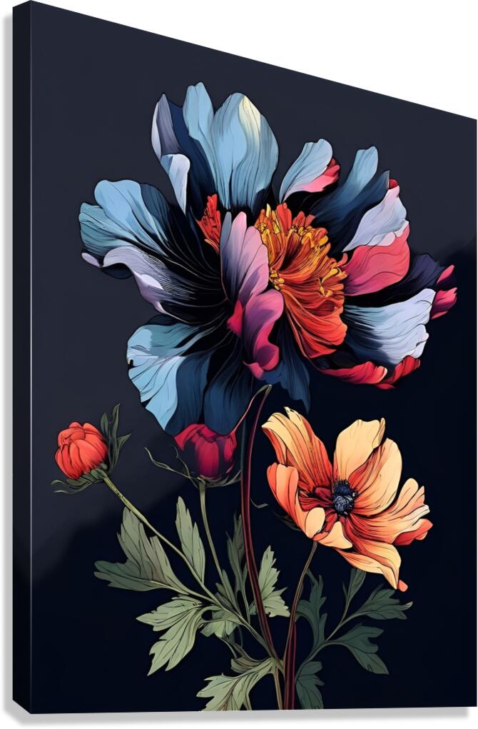 Vibrant Blooms in the Night Canvas Print