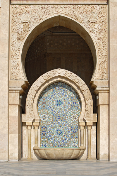 Ornate Fountain Hassan II Mosque Casablanca Morocco by Petr Svarc