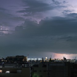 skyline landscape with strong thunder