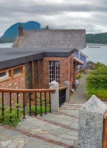 Walkway to the residential house at the waterfront in Tofino BC
