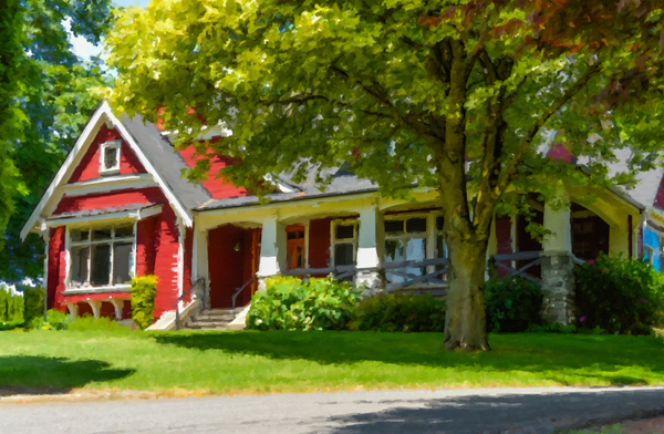 Big red farmers house in British Columbia Canada. by ImageNet
