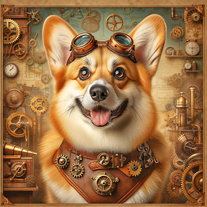 Tan Steampunk Pembroke Corgi