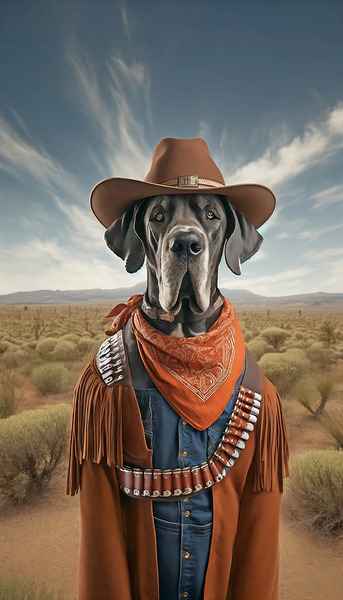 Great Dane Cowboy Print