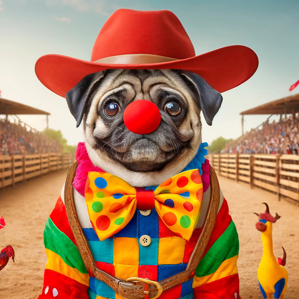 Pugsly The Rodeo Clown Print