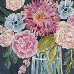 Zinnia and peony