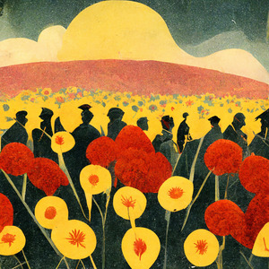 People In A Field Of Flowers