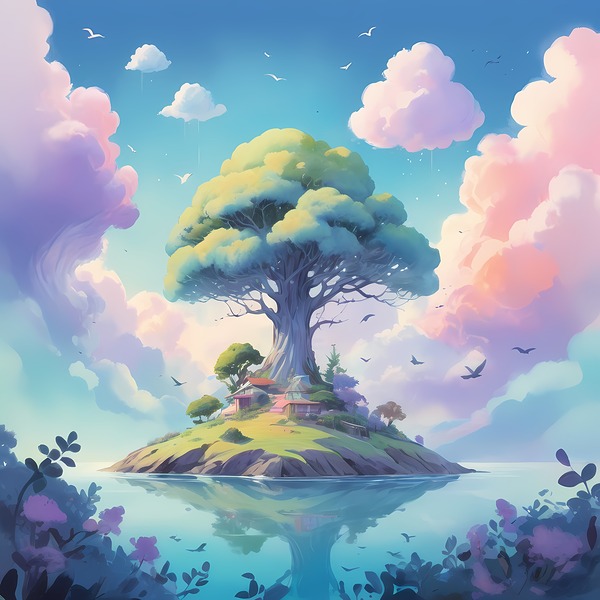 Floating Island of Peace: A Serene Escape for the Mind Print