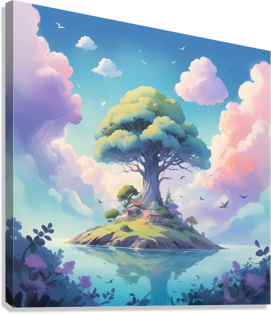 Floating Island of Peace: A Serene Escape for the Mind Canvas Print