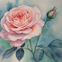 A Pink Rose in Bloom
