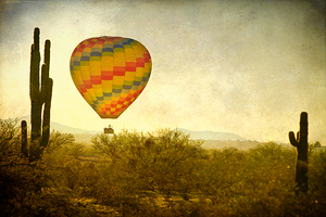 Hot Air Balloon Flight over the Southwest Desert Fine Art Print 
