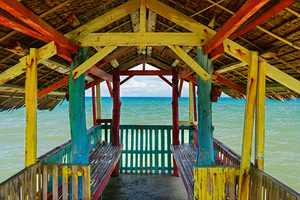 Sunlit Painted Frame Sea Gateway
