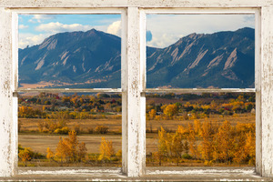 Boulder Colorado Flatirons Autumn  Rustic Window