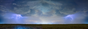 Country Wheat Field Storm Panorama