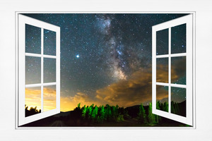 Milky Way Rising Out Of Clouds Open Window View