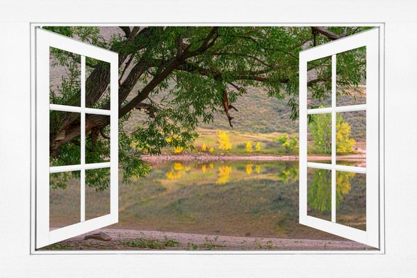 Autumn Season Lakeside  Open White View Print