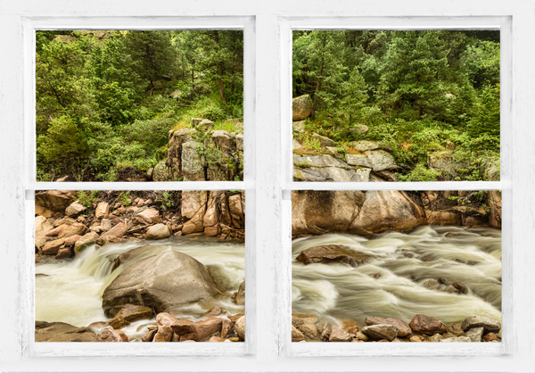Mountain Stream Whitewash  Window View by Bo Insogna